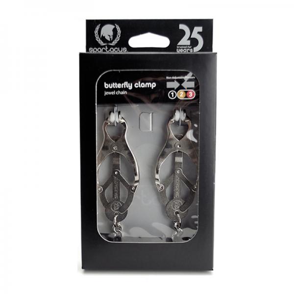 Endurance Butterfly Nipple Clamps With Link Chain - Silver