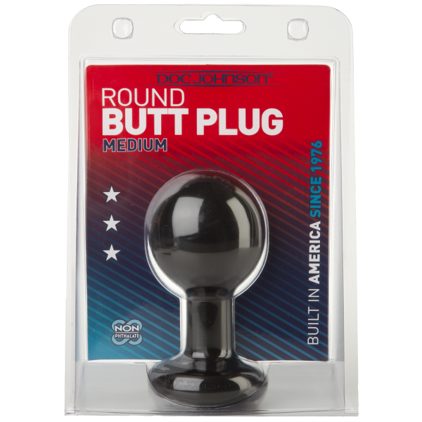 Round Butt Plug Medium Black