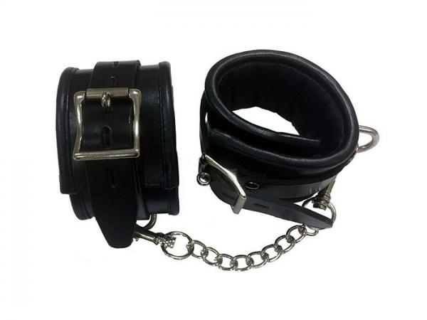 Rouge Padded Leather Wrist Cuffs Black