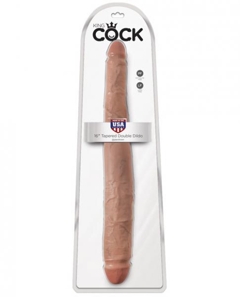 King Cock 16in Tapered Double Dildo - Tan