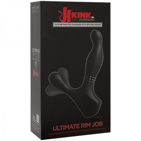Kink - The Ultimate Rimmer Job Vibrating Silicone Prostate Massager With Rotating Ridges Black