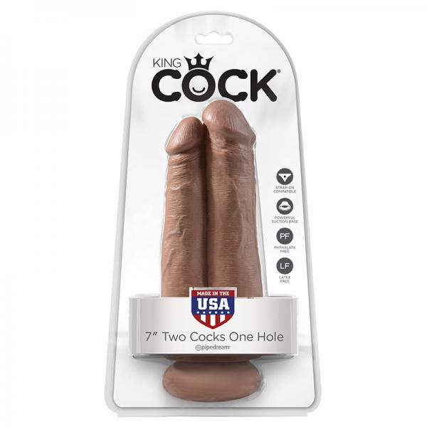 King Cock 7in Two Cocks One Hole Tan