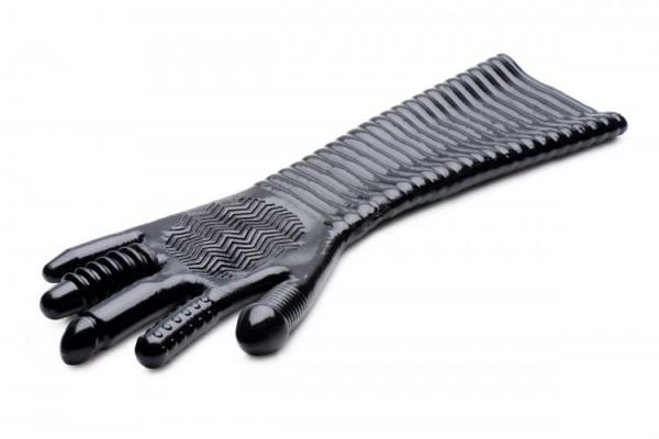 Pleasure Fister Extra Long Textured Fisting Glove Black