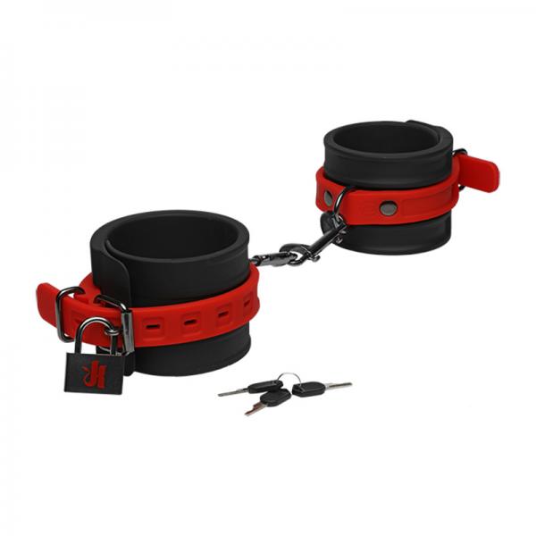 Kink By Doc Johnson Silicone Ankle Cuffs Black&red
