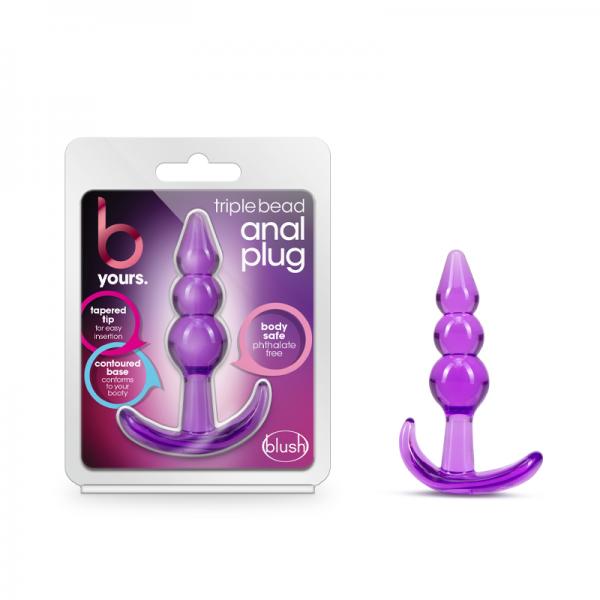 B Yours  Triple Bead Anal Plug Purple