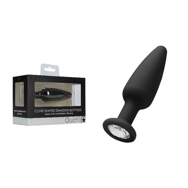 Ouch Cone-shaped Diamond Butt Plug - Black